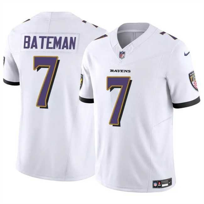 Men & Women & Youth Baltimore Ravens #7 Rashod Bateman White 2023 F.U.S.E Vapor Limited Jersey->baltimore ravens->NFL Jersey